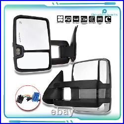 Power Heated Turn Signal Light Chrome Towing Mirrors For 2003-07 Chevy Silverado