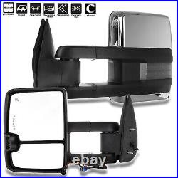 Power Heated Turn Signal Light Chrome Towing Mirrors For 2003-07 Chevy Silverado