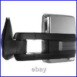Power Heated Turn Signal Light Chrome Towing Mirrors For 2003-07 Chevy Silverado