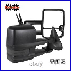 Power Towing Extended Side Mirrors For 03-07 Silverado Sierra Smoked Turn Signal