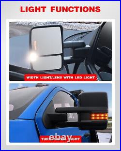 Power Turn Signal Light Side Mirrors For 99-02 Silverado Sierra Tow Pair