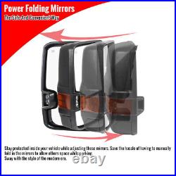 Powered Folding Defroster Turn Signal Tow Mirrors For 14-18 Silverado Sierra BLK