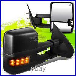 Powered Heated LED Smoked Turn Signal Towing Mirrors for Sierra Silverado 14-17