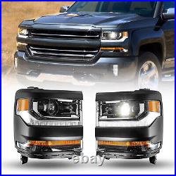 Projector Headlights For 2016 -2019 Chevy Silverado 1500 5.3L/4.3L HID DRL Lamps
