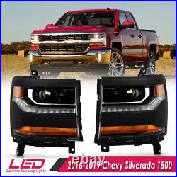 Projector Headlights For 2016 -2019 Chevy Silverado 1500 HID/Xenon LED DRL Lamps