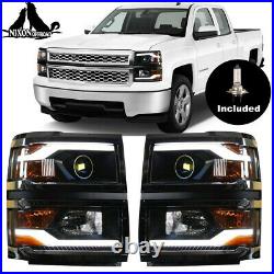 Projector Headlights LED Turn Signal Front Lamp for 14 15 Chevy Silverado 1500
