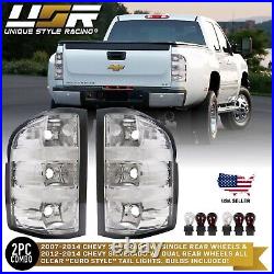 RARE! All CLEAR Euro Rear Tail Light For 07-14 Chevy Silverado Pickup with Bulbs