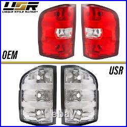RARE! All CLEAR Euro Rear Tail Light For 07-14 Chevy Silverado Pickup with Bulbs