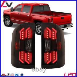 Red Tail Lights For 2014-2018 Chevy Silverado 1500 Smoke Turn Signal Brake Lamps