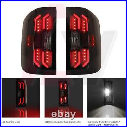 Red Tail Lights For 2014-2018 Chevy Silverado 1500 Smoke Turn Signal Brake Lamps