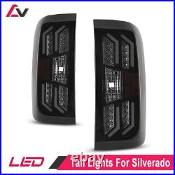 Red Tail Lights For 2014-2018 Chevy Silverado 1500 Smoke Turn Signal Brake Lamps