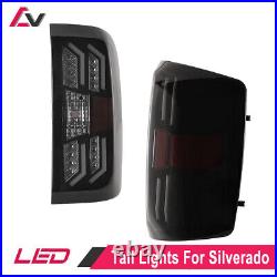 Red Tail Lights For 2014-2018 Chevy Silverado 1500 Smoke Turn Signal Brake Lamps
