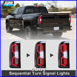 Sequential LED Tail Lights Black Clear For 14-18 Chevy Silverado 1500 2500 3500