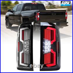 Sequential LED Tail Lights Black Clear For 14-18 Chevy Silverado 1500 2500 3500