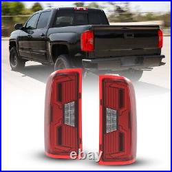 Sequential LED Tail Lights For 2014-2018 Chevy Silverado 1500 2500 3500 Red Lens