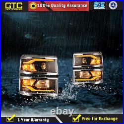 Sequential Turn Signal Headlights for 14-15 Chevy Silverado 1500 LED DRL Pair
