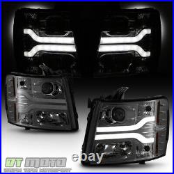 Smoke 2007-2013 Chevy Silverado 1500 2500 3500 LED DRL Tube Projector Headlights