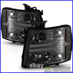 Smoke 2007-2013 Chevy Silverado 1500 2500 3500 LED DRL Tube Projector Headlights