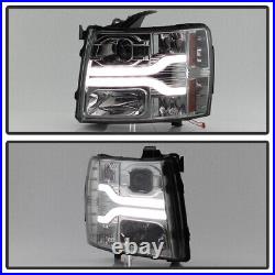 Smoke 2007-2013 Chevy Silverado 1500 2500 3500 LED DRL Tube Projector Headlights