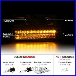 Smoke Headlight Left+Right+LED Bumper Lamp 4PC Assembly 88-93 Chevy C2500 Pickup