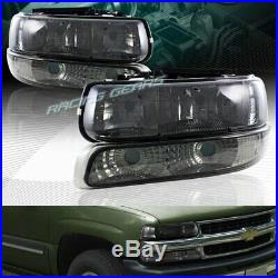 Smoke Lens Headlights+bumper Lamp Fit 99-02 Chevy Silverado 1500 2500 3500 4-pcs