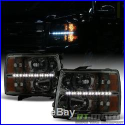 Smoked Lens 2007-2013 Chevy Silverado 1500 2500HD 3500HD LED Headlights Headlamp