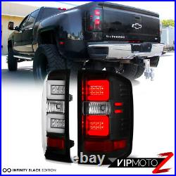 TRON STYLE! OLED Tube Black Tail Lights Lamp SET For 2016-2018 Chevy Silverado