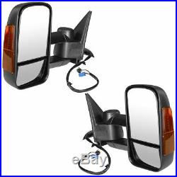 Tow Mirror Power Heated Amber Turn Signal Textured Black Pair for GM Pickup New