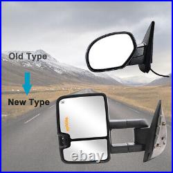 Tow Mirrors For 07-13 Chevy Silverado 1500 Power Heated Turn Signal Light Chrome