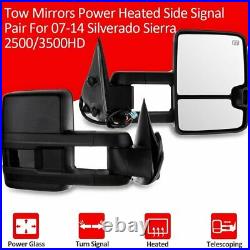 Tow Mirrors Power Heated Side Signal Pair For 07-14 Silverado Sierra 2500/3500HD
