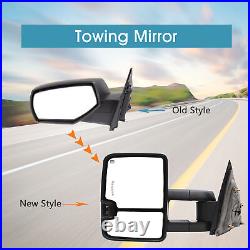 Tow Mirrors Power Turn Signal Fit 14-18 Chevy Silverado/GMC Sierra LH+RH Chrome
