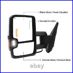 Tow Mirrors Power Turn Signal Fits 07-13 Chevy Silverado GMC Sierra LH+RH Chrome