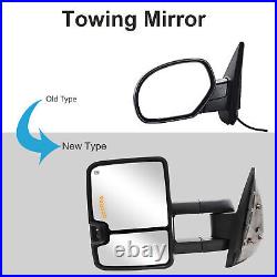 Tow Mirrors Power Turn Signal Fits 2007-13 Chevy Silverado GMC Sierra Left+Right