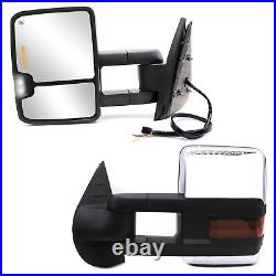 Tow Mirrors Power Turn Signal For 07-13 Chevy Silverado GMC Sierra LH+RH Chrome