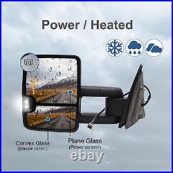 Tow Mirrors fit 2015 2016 2017 2018 GMC Sierra Power Heat Turn Signal Chrome Cap