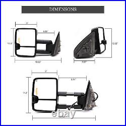 Towing Mirrors Fit For 15-19 Chevy Silverado 2500 Power Heated Turn Signal Black