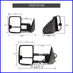 Towing Mirrors Fit For 2014-2018 GMC Sierra 1500 Power Heated Turn Signal Light