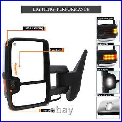 Towing Mirrors For 2007-13 Chevy Silverado 1500 Power Heated Turn Signal Chrome