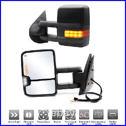 Towing Mirrors For 2007-13 GMC Sierra 1500 2500 Power Heated Turn Signal Black