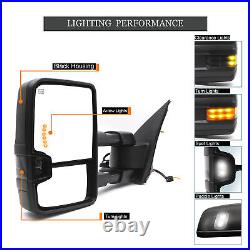 Towing Mirrors For 2014-18 Chevy Silverado 1500 Power Heated Turn Signal Black