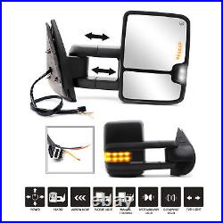 Towing Mirrors Power Turn Signal For 2007-2013 Chevy Silverado Left+Right Black
