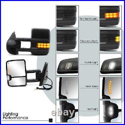 Towing Mirrors Power Turn Signal For 2007-2013 Chevy Silverado Left+Right Black