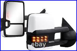 Towing Mirrors for 2007-13 Chevy Silverado GMC with Power Glass Turn Signal White