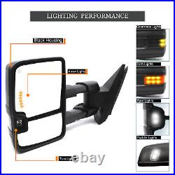 Towing Mirrors for 2007-13 Chevy Silverado Power Heated Turn Signal Light Black