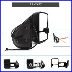 Towing Mirrors for 2007-13 Chevy Silverado Power Heated Turn Signal Light Black