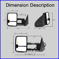 Towing Mirrors for 2014-18 Chevy Silverado Sierra Power Heated Turn Signal Light