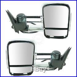 Towing Power Heated Turn Signal Side Mirrors Chrome Pair Set for Chevy GMC Truck