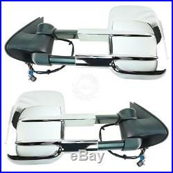 Towing Power Heated Turn Signal Side Mirrors Chrome Pair Set for Chevy GMC Truck