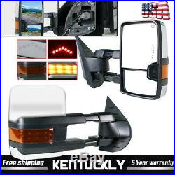 Turn Signal+Arrow Light POWER+HEATED Towing Mirrors For Chevy GMC Chrome Pair