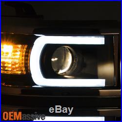 U Neon Bar Style Black 2014 2015 Silverado 1500 LED DRL Projector Headlights